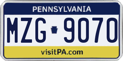 PA license plate MZG9070
