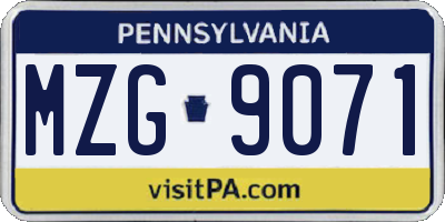PA license plate MZG9071