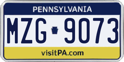 PA license plate MZG9073