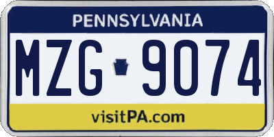 PA license plate MZG9074