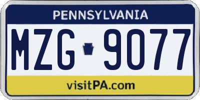 PA license plate MZG9077