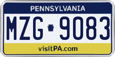 PA license plate MZG9083