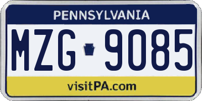 PA license plate MZG9085