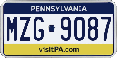 PA license plate MZG9087