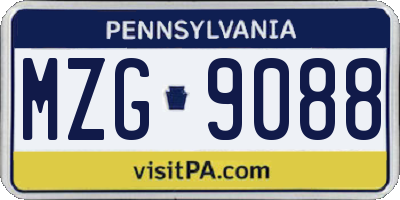 PA license plate MZG9088