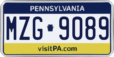 PA license plate MZG9089