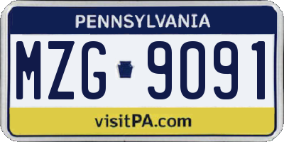 PA license plate MZG9091