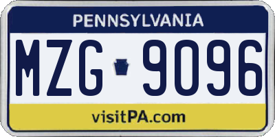 PA license plate MZG9096