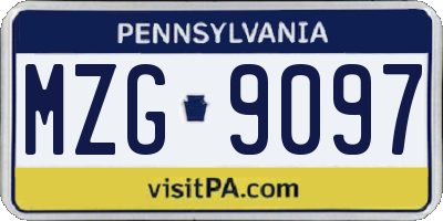 PA license plate MZG9097