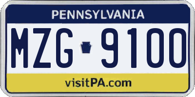 PA license plate MZG9100