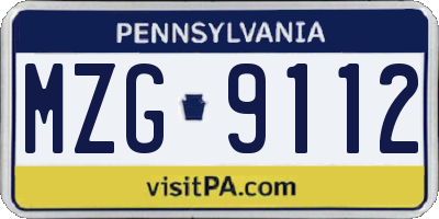 PA license plate MZG9112