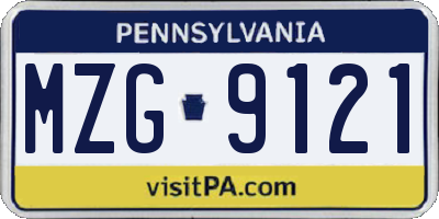 PA license plate MZG9121