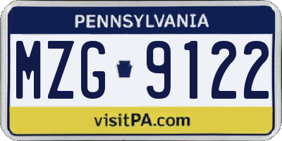 PA license plate MZG9122