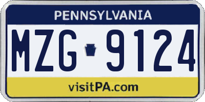 PA license plate MZG9124