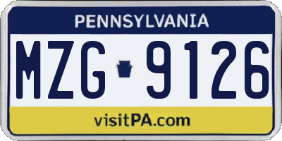 PA license plate MZG9126
