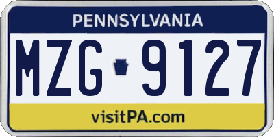 PA license plate MZG9127