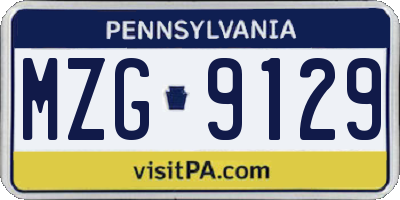PA license plate MZG9129