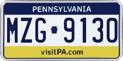 PA license plate MZG9130