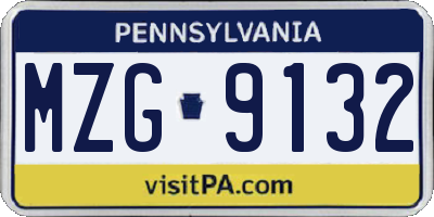 PA license plate MZG9132