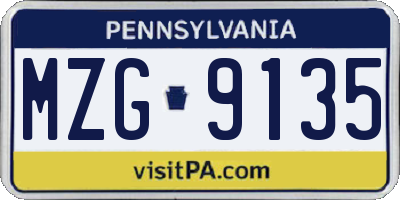 PA license plate MZG9135