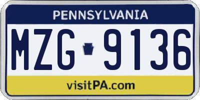 PA license plate MZG9136