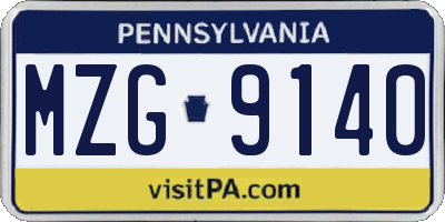 PA license plate MZG9140