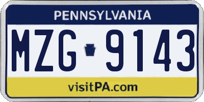 PA license plate MZG9143