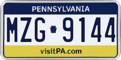 PA license plate MZG9144