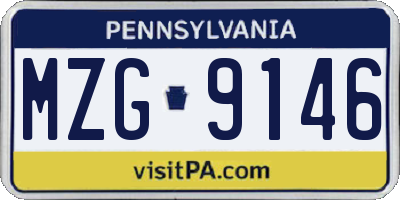 PA license plate MZG9146