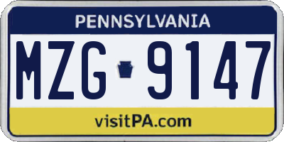 PA license plate MZG9147