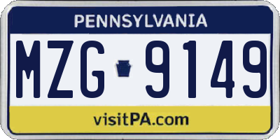 PA license plate MZG9149