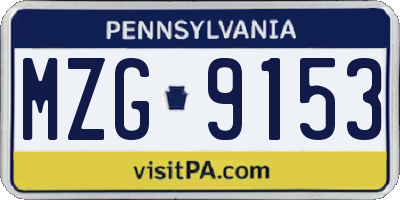 PA license plate MZG9153