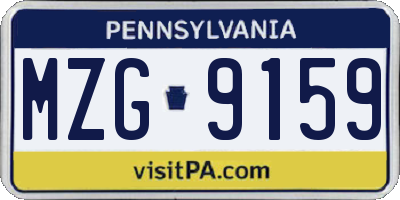 PA license plate MZG9159