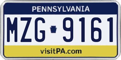 PA license plate MZG9161