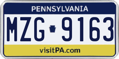 PA license plate MZG9163