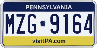 PA license plate MZG9164