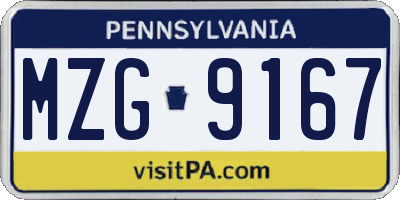 PA license plate MZG9167