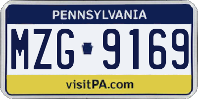 PA license plate MZG9169