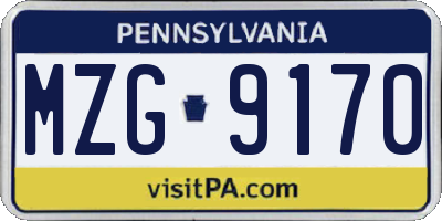 PA license plate MZG9170