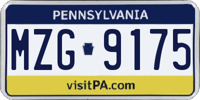 PA license plate MZG9175