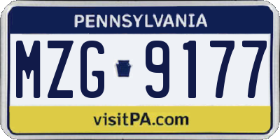 PA license plate MZG9177
