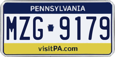 PA license plate MZG9179