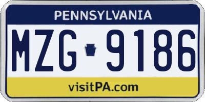 PA license plate MZG9186