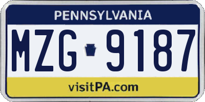 PA license plate MZG9187