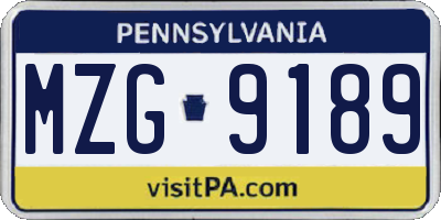 PA license plate MZG9189