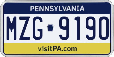 PA license plate MZG9190