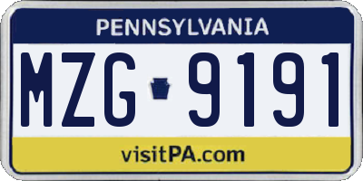 PA license plate MZG9191