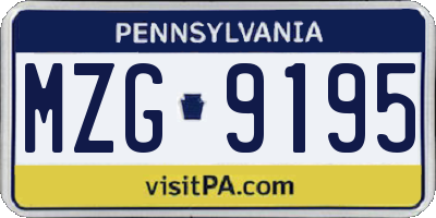PA license plate MZG9195