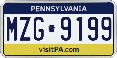 PA license plate MZG9199
