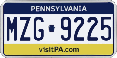 PA license plate MZG9225